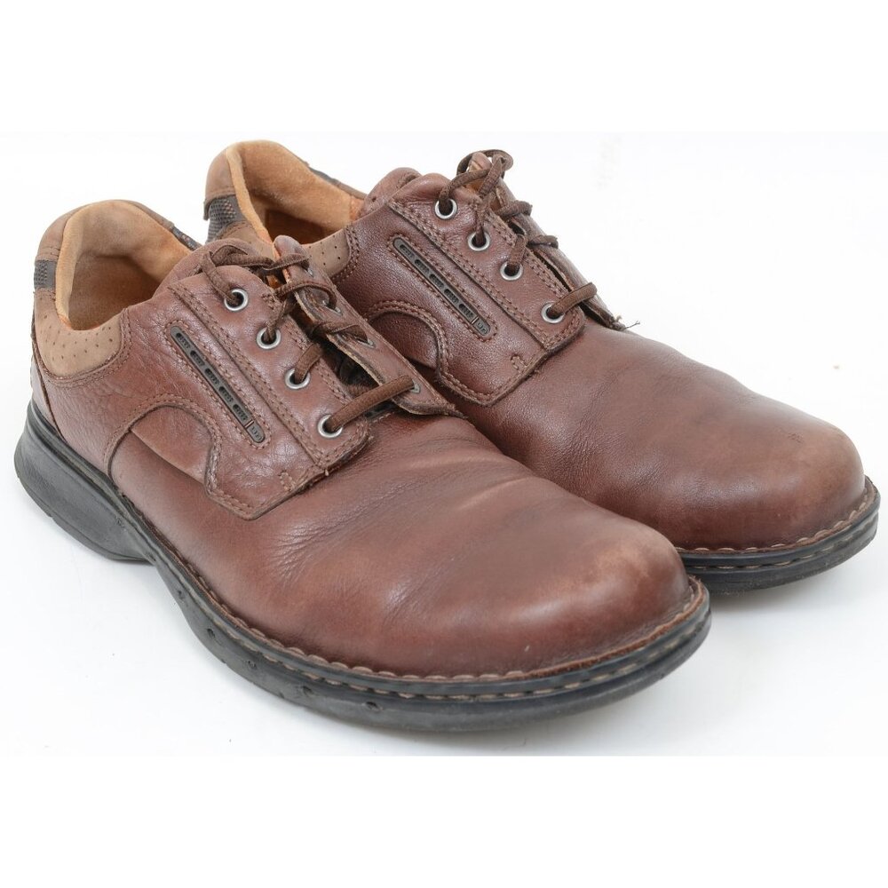 Clarks Men's 12 Brown Leather Lace Up Comfort Walking Work Casual Dress Shoe